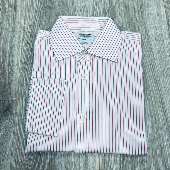 T.M.Lewin Shirts Tm Lewin White W Red Stripe French Cuff Dress